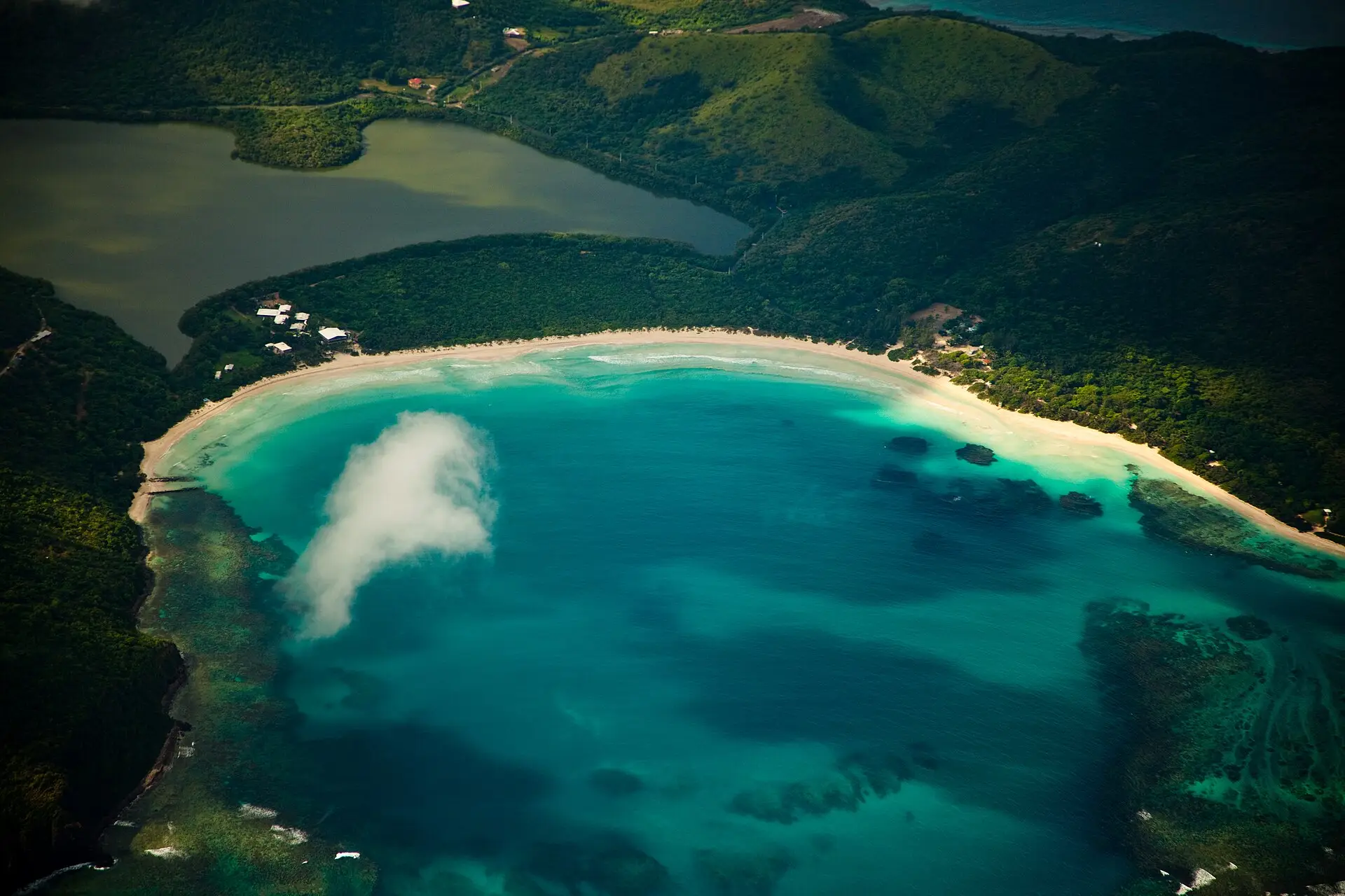 Aerial view of Flamenco Beach on Culebra Island, Puerto Rico
